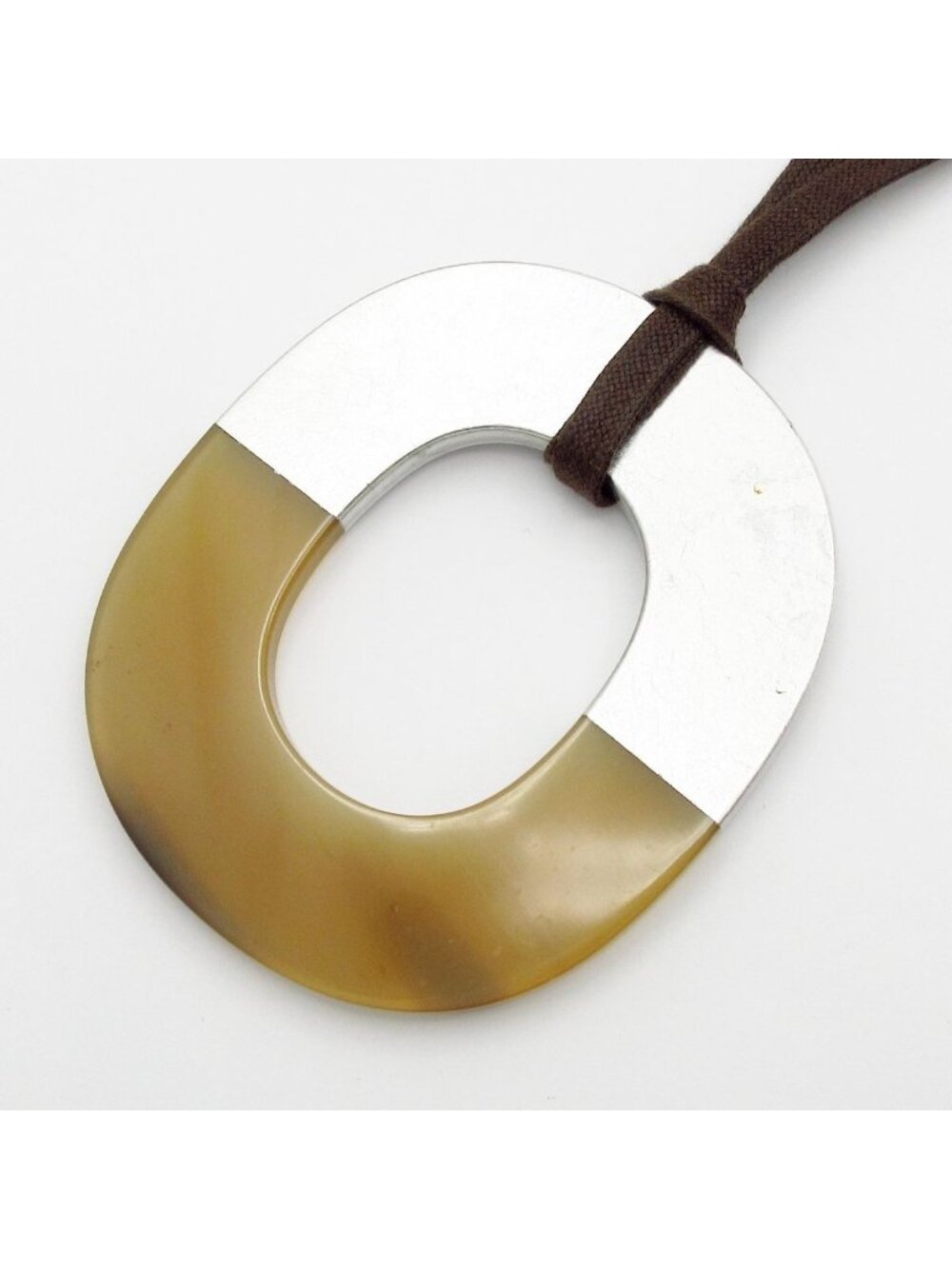 Hermes Necklace Isthme Silver Brown